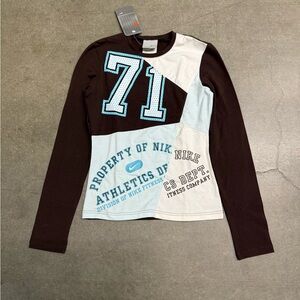 Vintage Y2K Nike Women’s Patchwork #71 Long Sleeve T-Shirt Size XS New W Tag